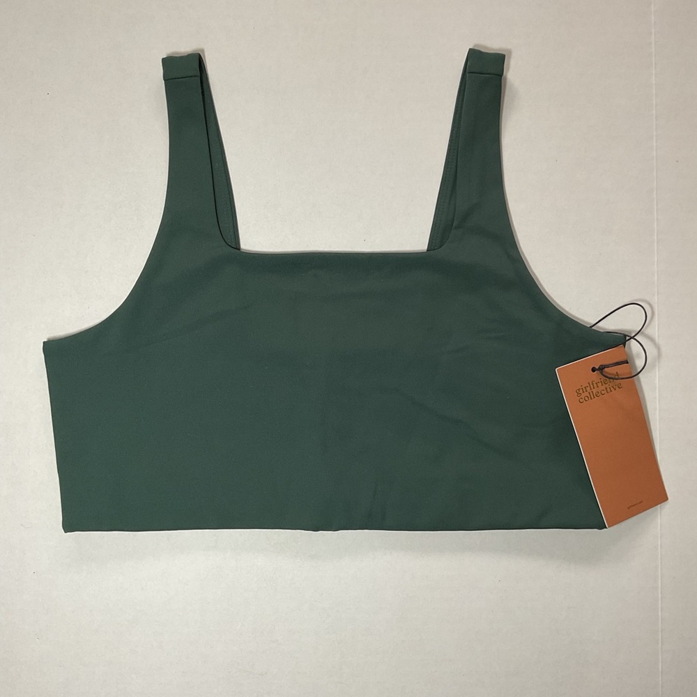 Girlfriend Collective Forest Green Tommy Cropped Bra Sports Bra Women's Size XL